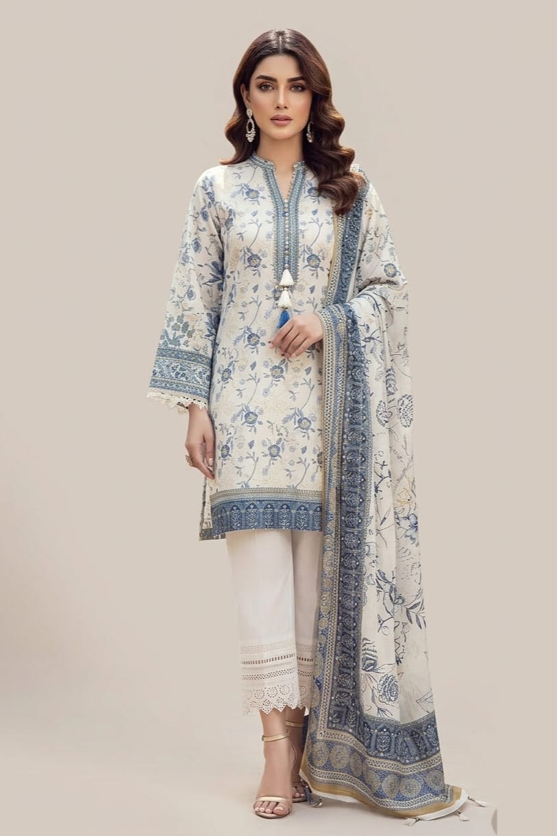 Jacquard Unstitched Printed Lawn 3pc