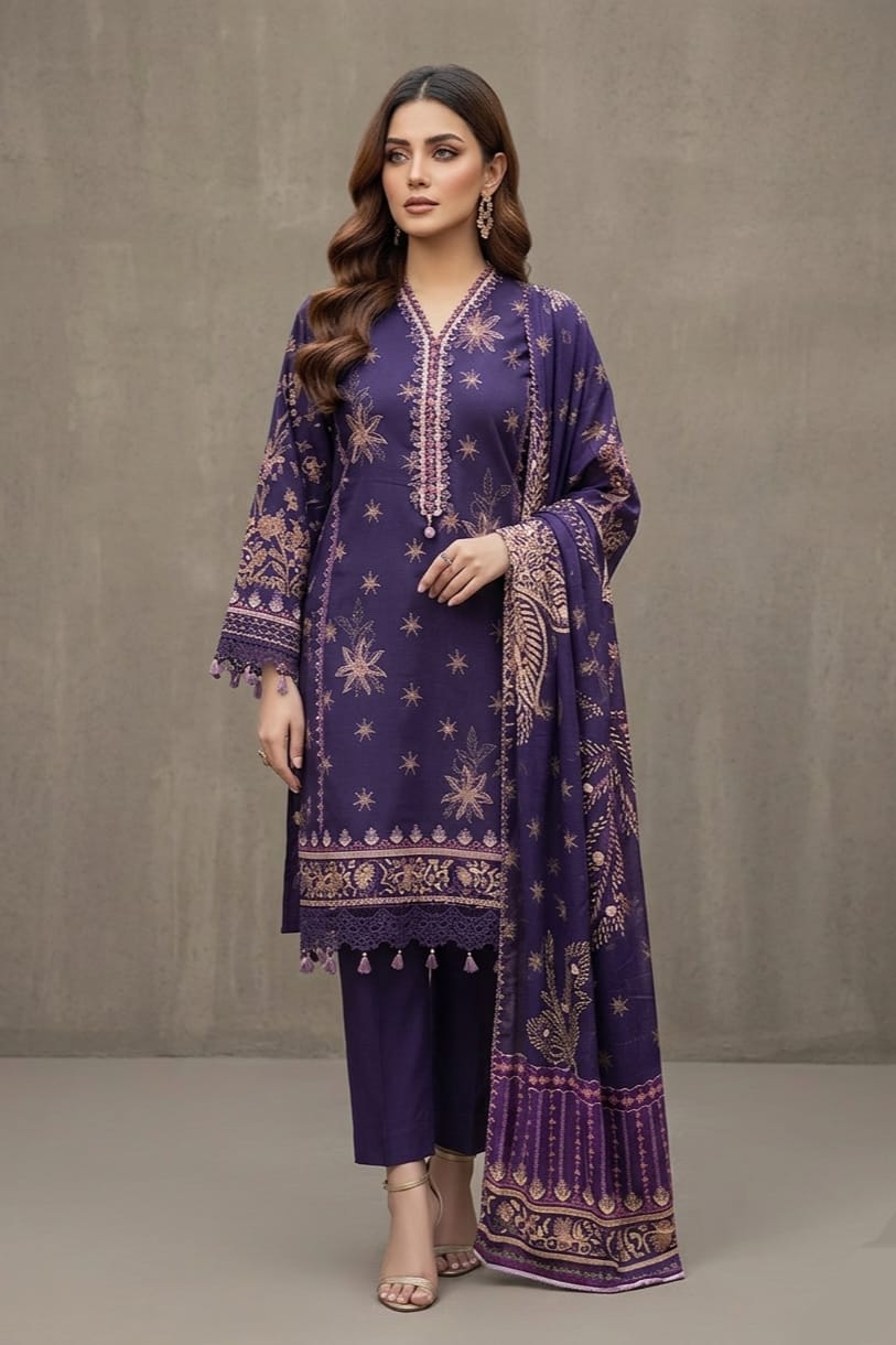 Jacquard Unstitched Printed Lawn 3pc