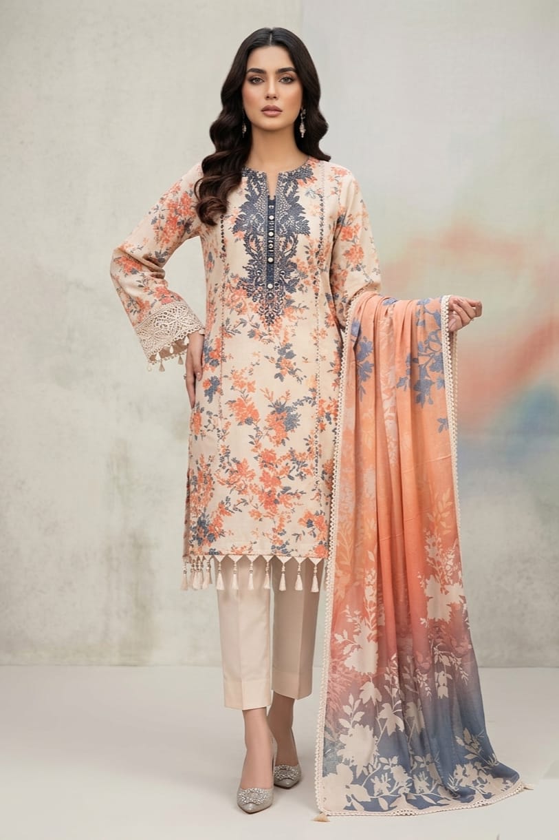 Jacquard Unstitched Printed Lawn 3pc