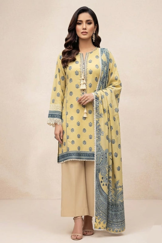 Jacquard Unstitched Printed Lawn 3pc