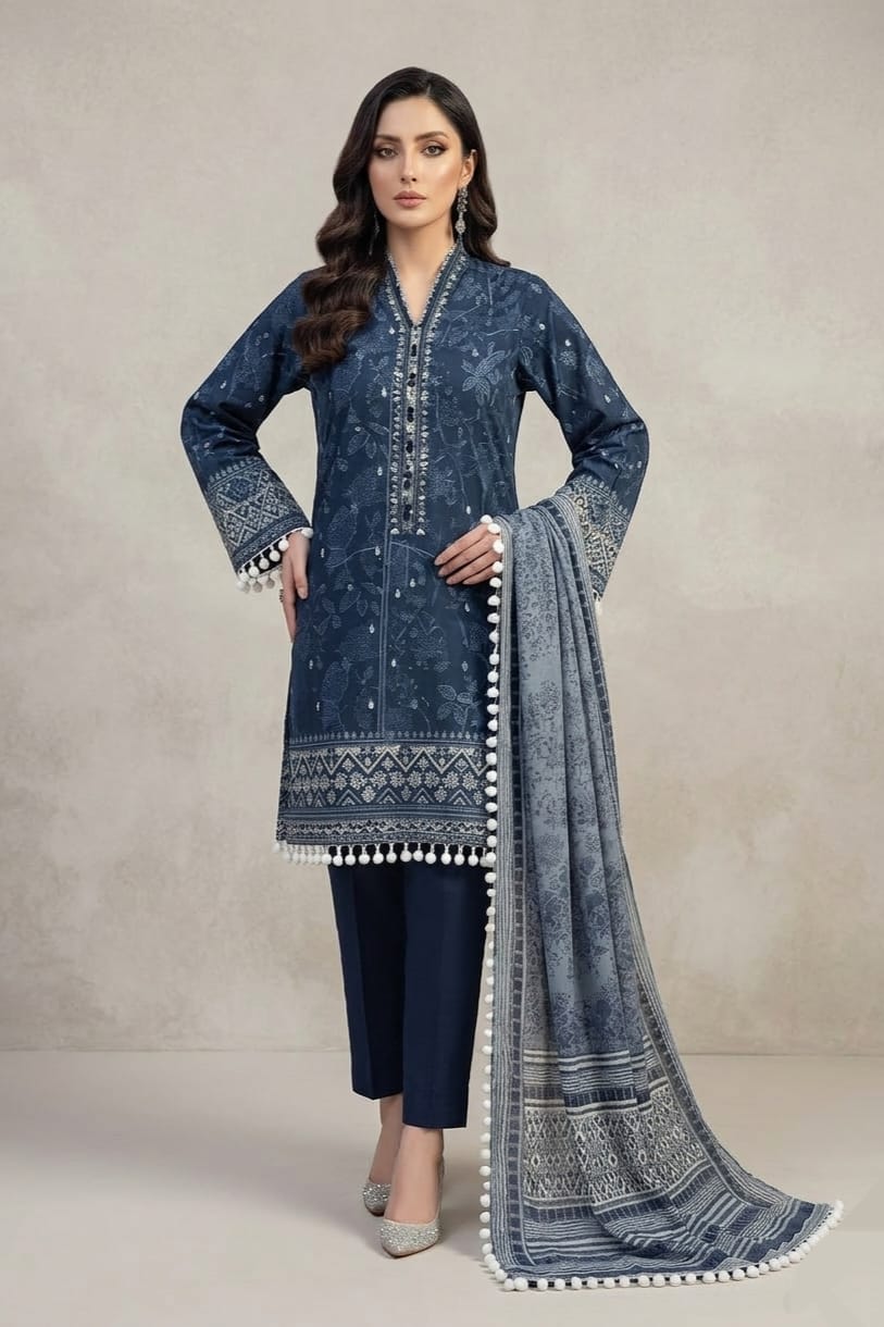 Jacquard Unstitched Printed Lawn 3pc