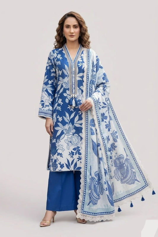 Jacquard Unstitched Printed Lawn 3pc