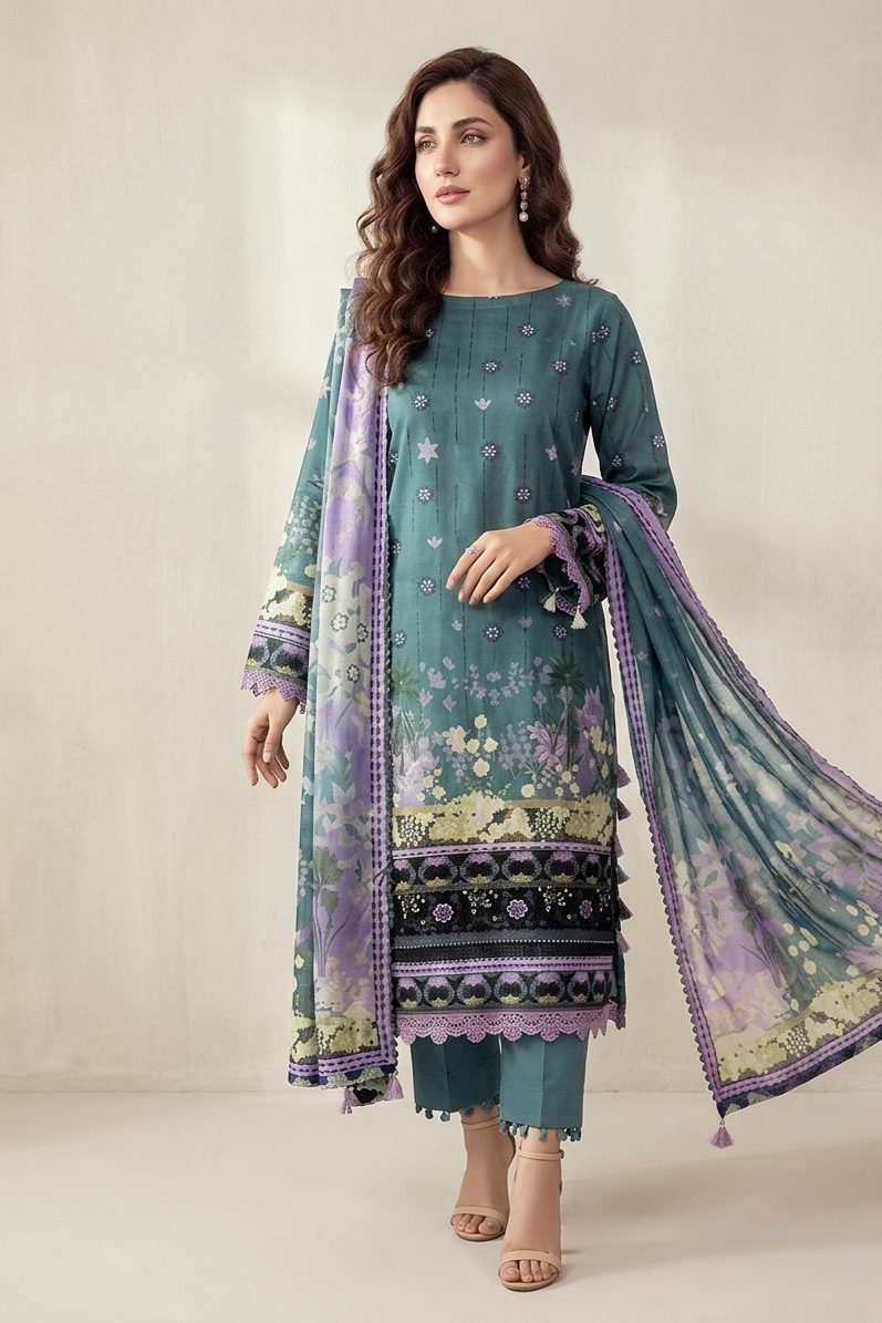 Soha Afreen Unstitched Printed Lawn 3pc