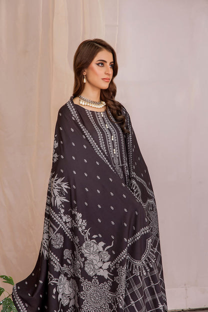 Hania&Minahil-Dyed Composed Jacquard Linen-Black-3PC