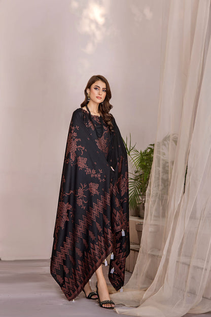 Hania&Minahil-Dyed Composed Jacquard Linen-Black-3PC