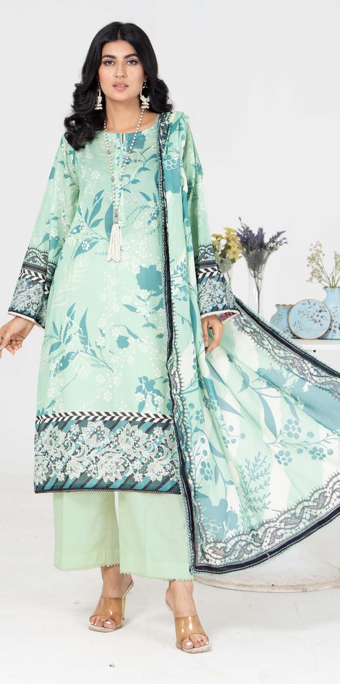 Jacquard Unstitched Printed Lawn 3pc - Branded Cut Pieces