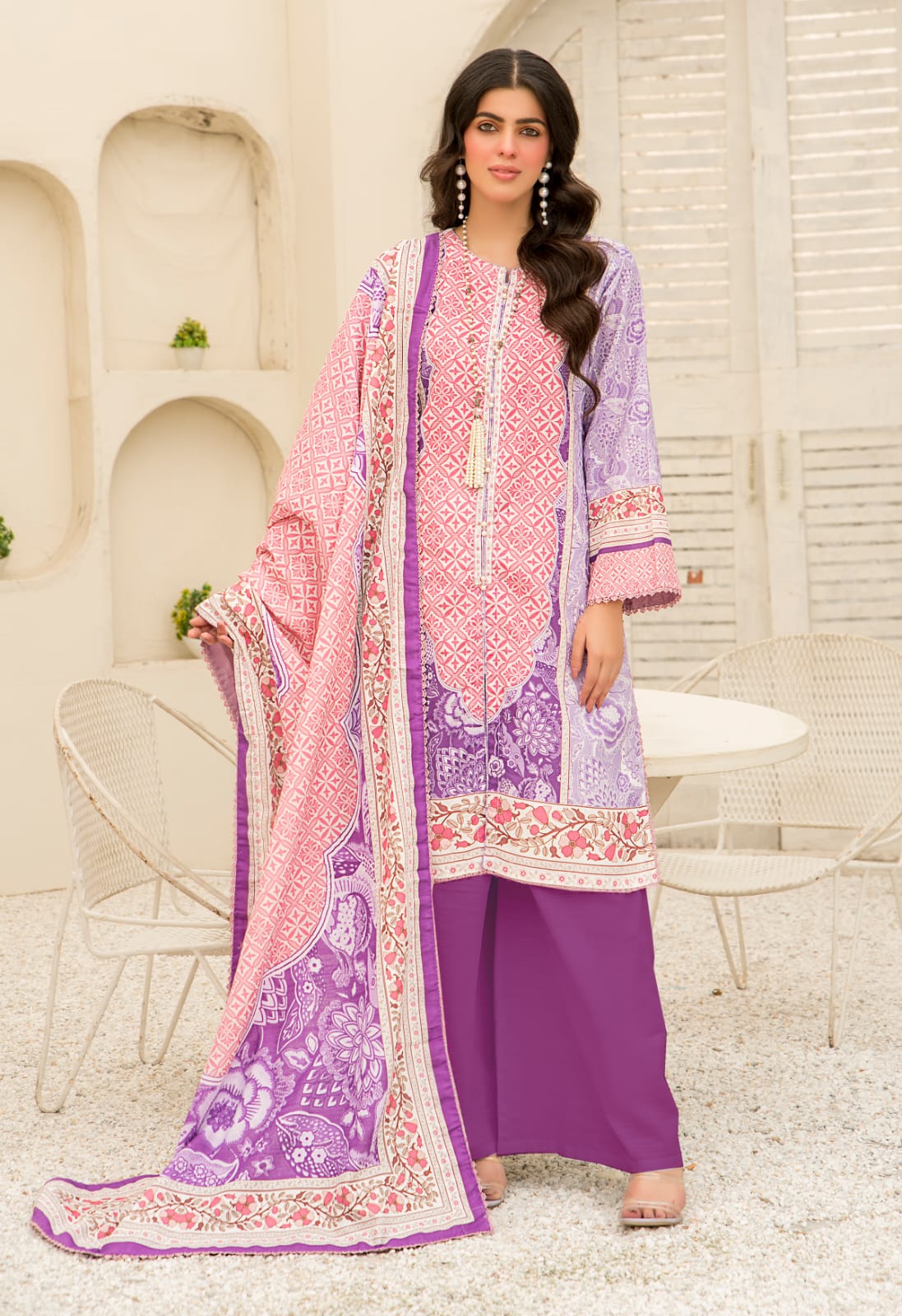 Hania & Minahil Printed Slub Khaddar 3pc - Branded Cut Pieces