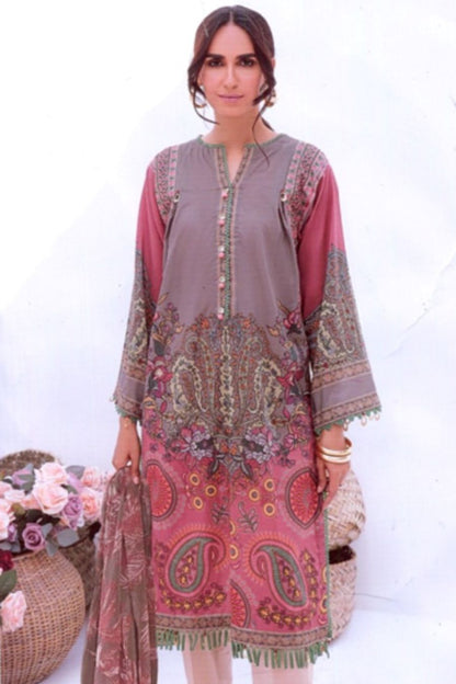 Embroidered Lawn-Grey-2PC