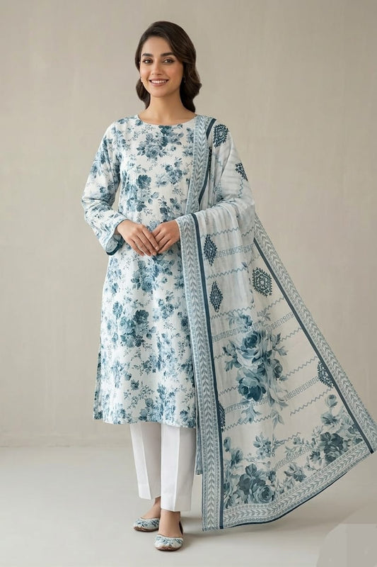 Al Karam Self Unstitched Printed Lawn 3pc