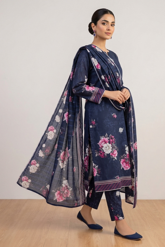 Al Karam Self Unstitched Printed Lawn 3pc