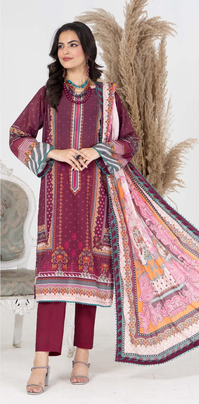 Jacquard Unstitched Printed Lawn 3pc - Branded Cut Pieces