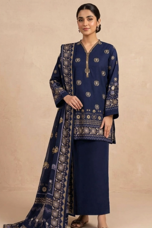 MTJ Unstitched Printed Lawn 3pc