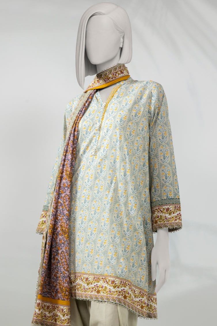 J. Unstitched Printed Lawn 3pc