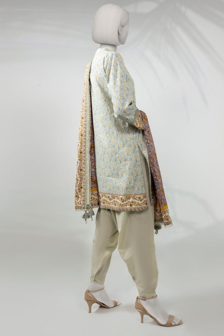 J. Unstitched Printed Lawn 3pc