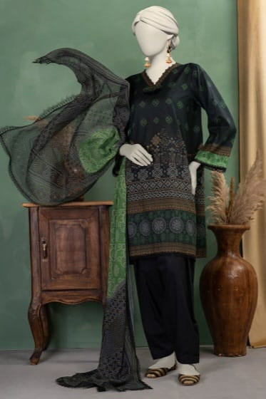 J. Unstitched Printed Lawn 3pc