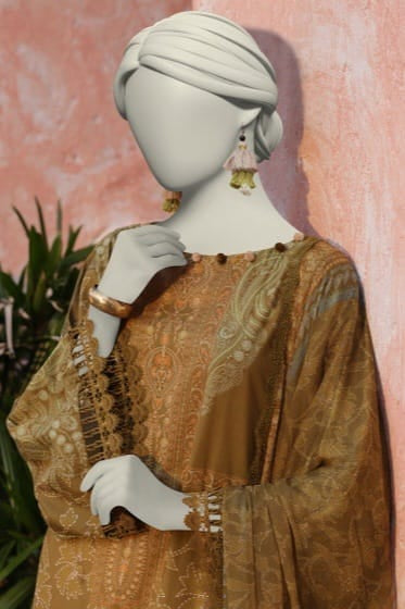 J. Unstitched Printed Lawn 3pc