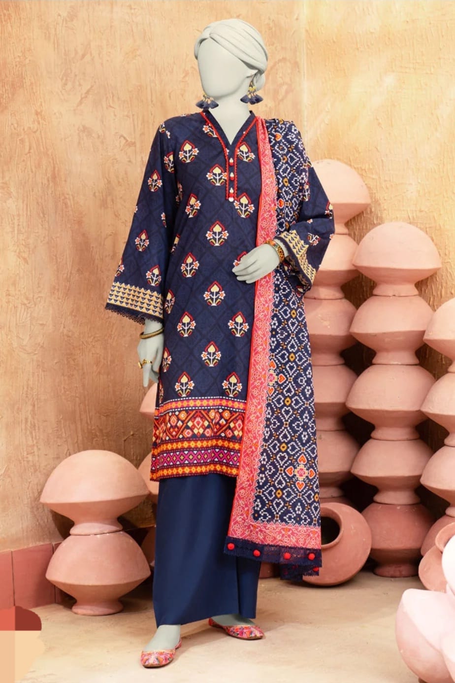 J. Unstitched Printed Lawn 3pc