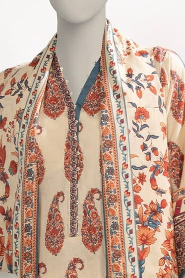 J. Unstitched Printed Lawn 3pc