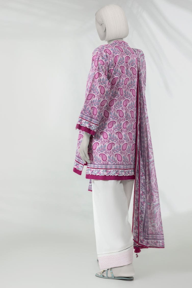 J. Unstitched Printed Lawn 3pc