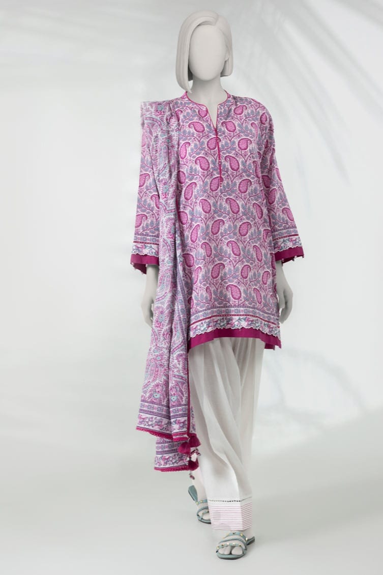 J. Unstitched Printed Lawn 3pc