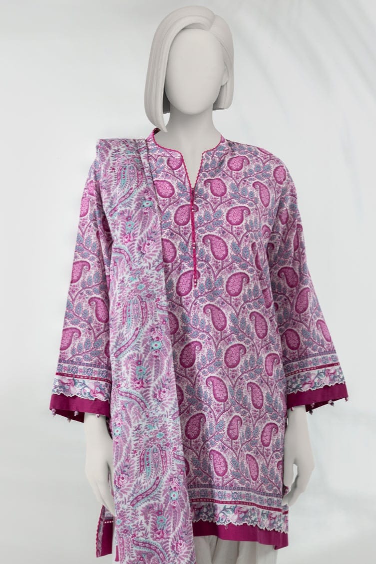 J. Unstitched Printed Lawn 3pc
