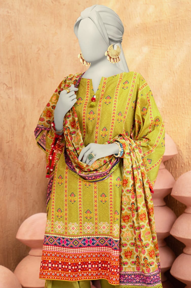 J. Unstitched Printed Lawn 3pc