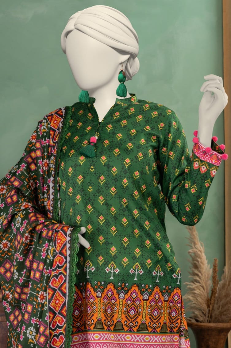 J. Unstitched Printed Lawn 3pc