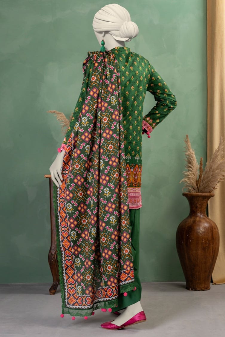 J. Unstitched Printed Lawn 3pc