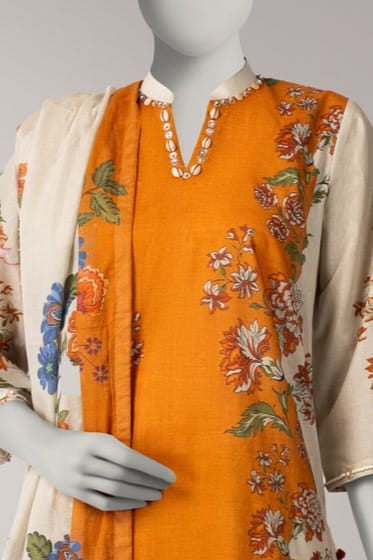 J. Unstitched Printed Lawn 3pc