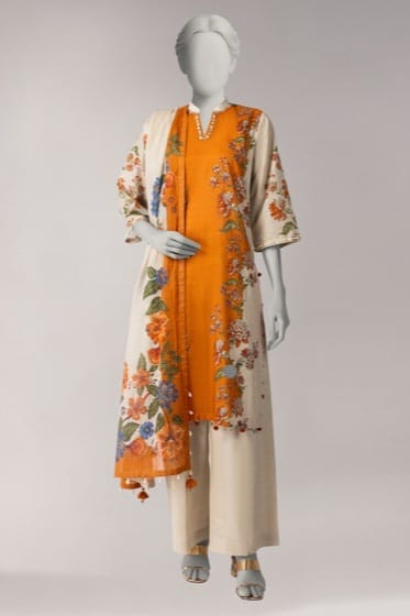 J. Unstitched Printed Lawn 3pc