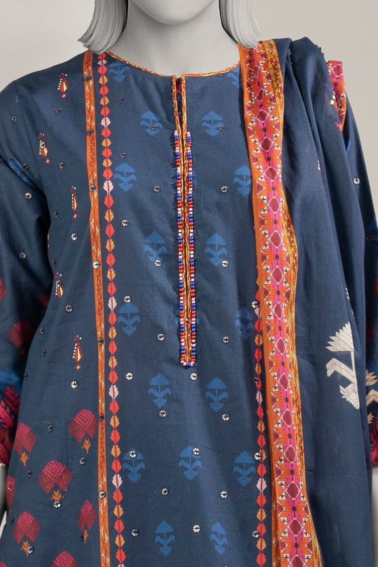 J. Unstitched Printed Lawn 3pc