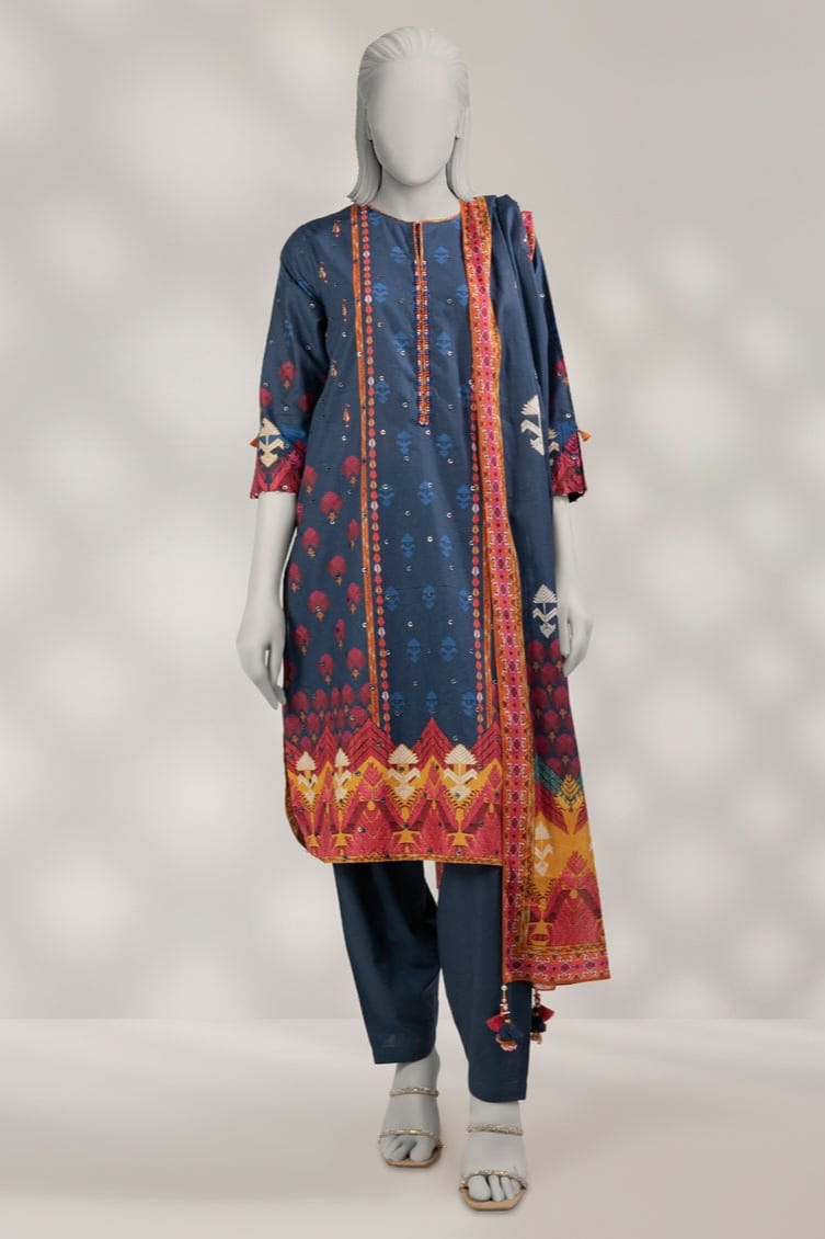 J. Unstitched Printed Lawn 3pc