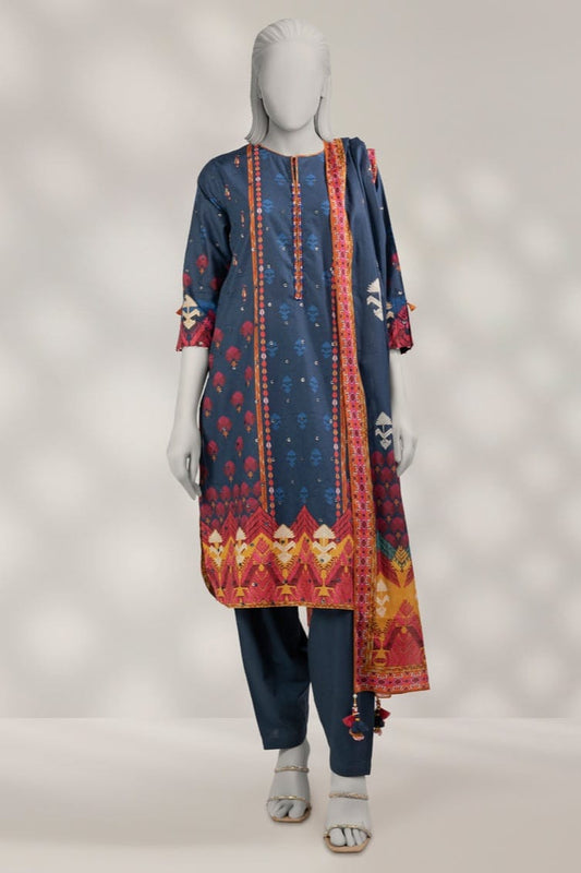 J. Unstitched Printed Lawn 3pc