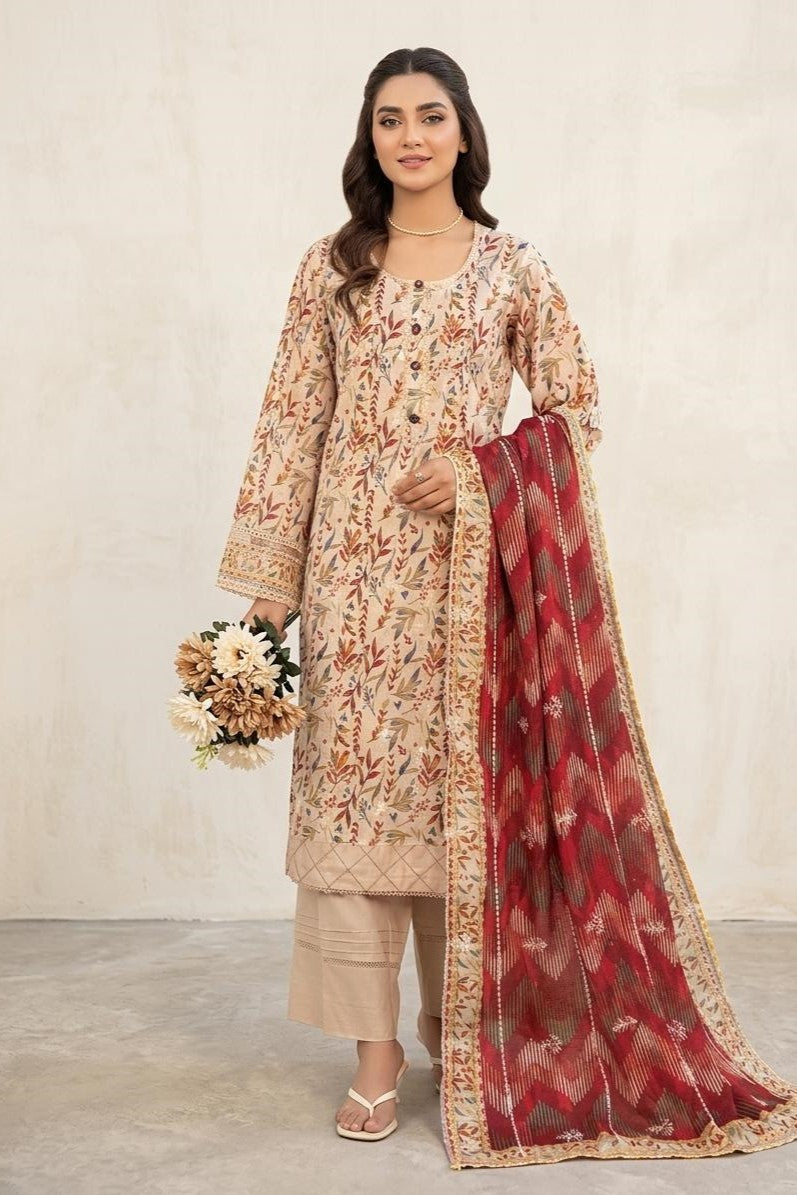 Hafiz Filza Unstitched Embroidered Lawn 3pc