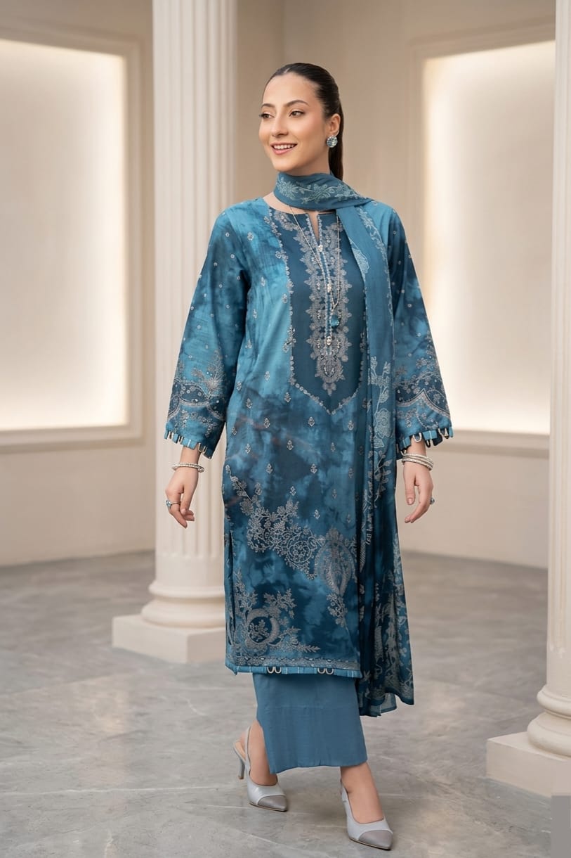 Gul Ahmed Unstitched Printed Lawn 3pc