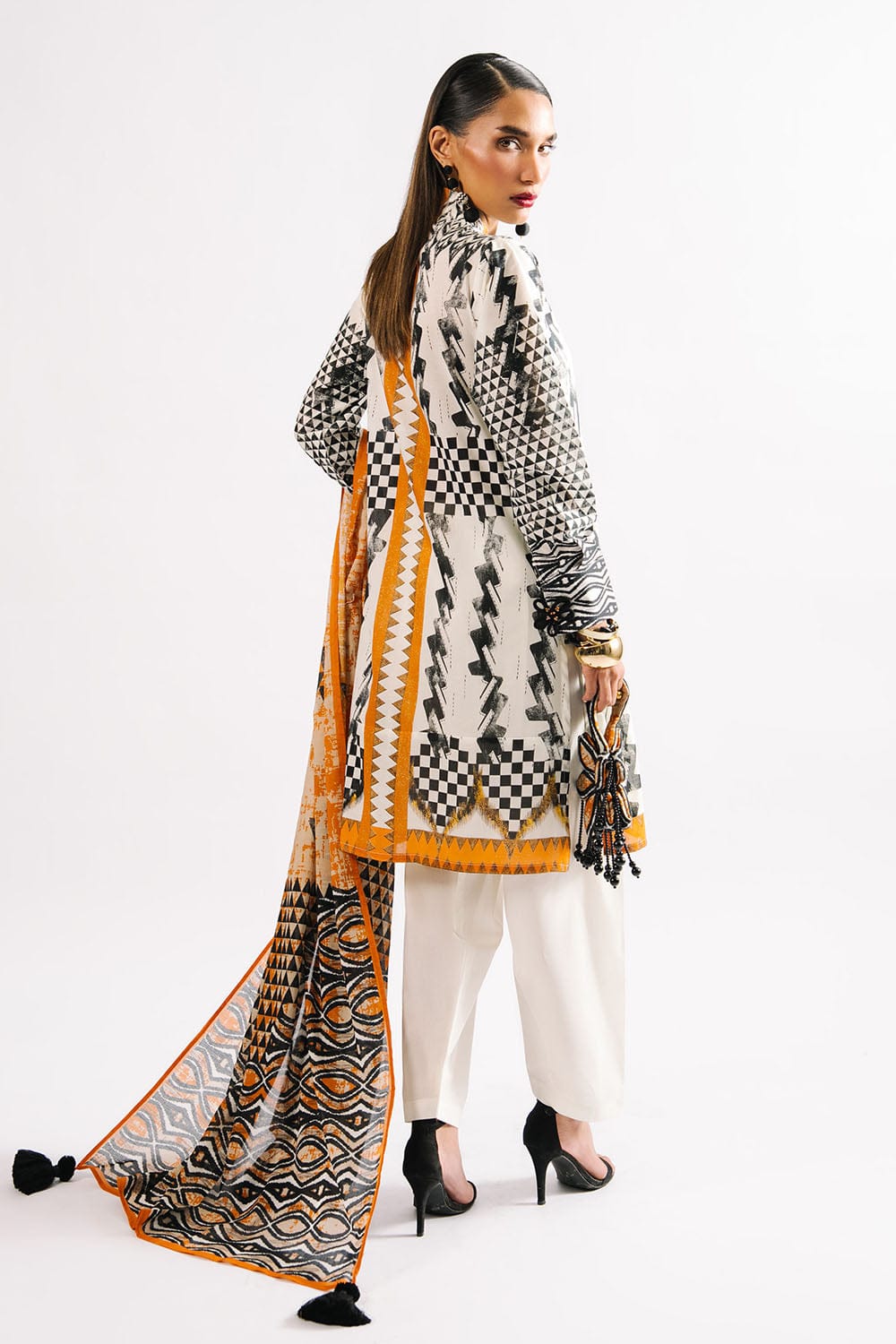 Agha Noor Unstitched Printed Lawn 3pc