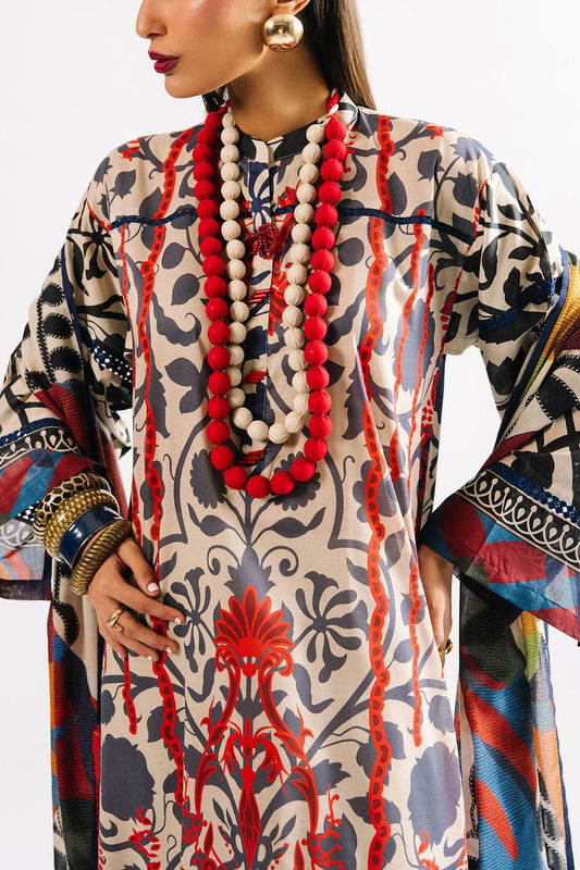 Agha Noor Unstitched Printed Lawn 3pc