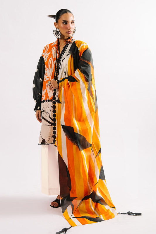 Agha Noor Unstitched Printed Lawn 3pc