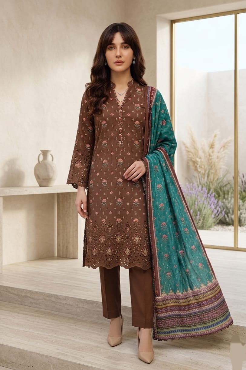 Tawakal Unstitched Embroidered Lawn 3pc