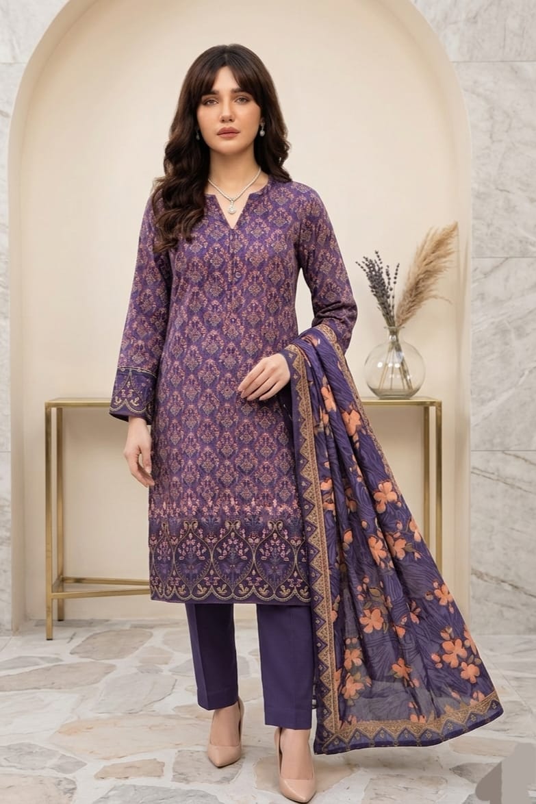 Tawakal Unstitched Embroidered Lawn 3pc