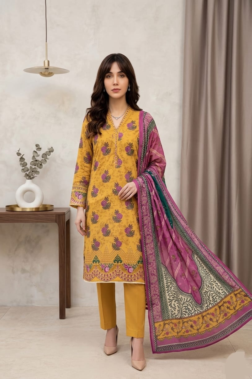 Tawakal Unstitched Embroidered Lawn 3pc
