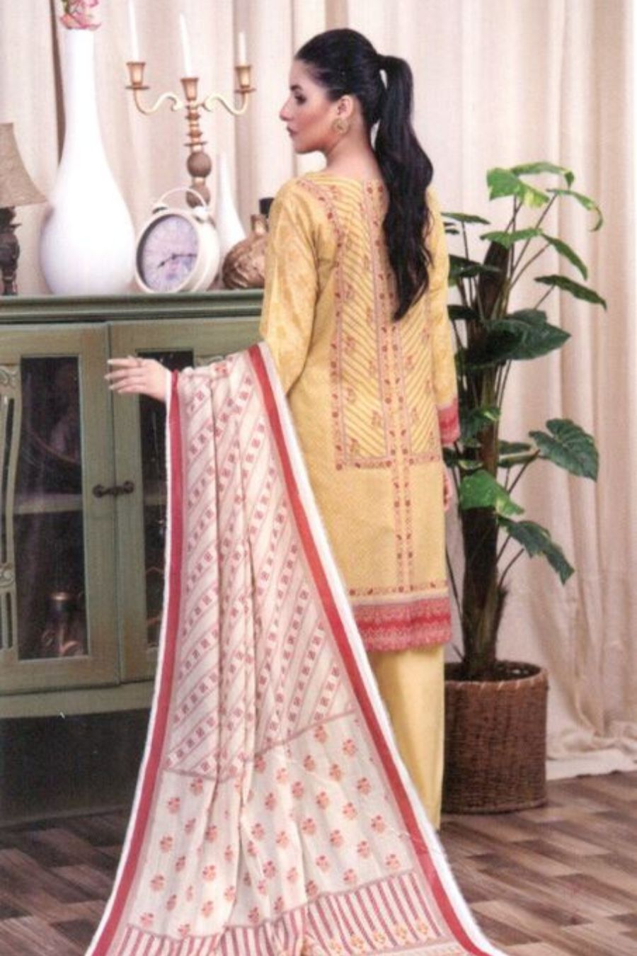 Digital Printed Lawn-Lemon-3PC - Branded Cut Pieces