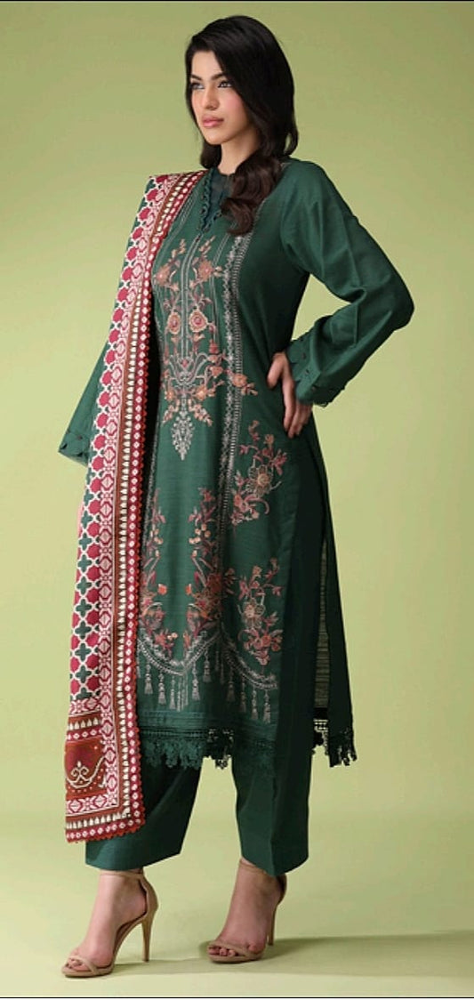 Jacquard Embroidered Khaddar 3pc