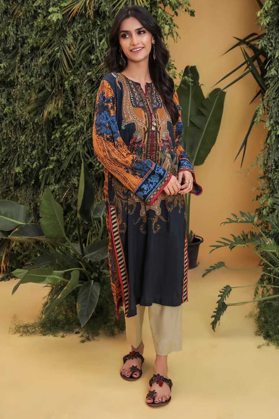 Digital Printed Lawn-Navy Blue-Shirt - Branded Cut Pieces