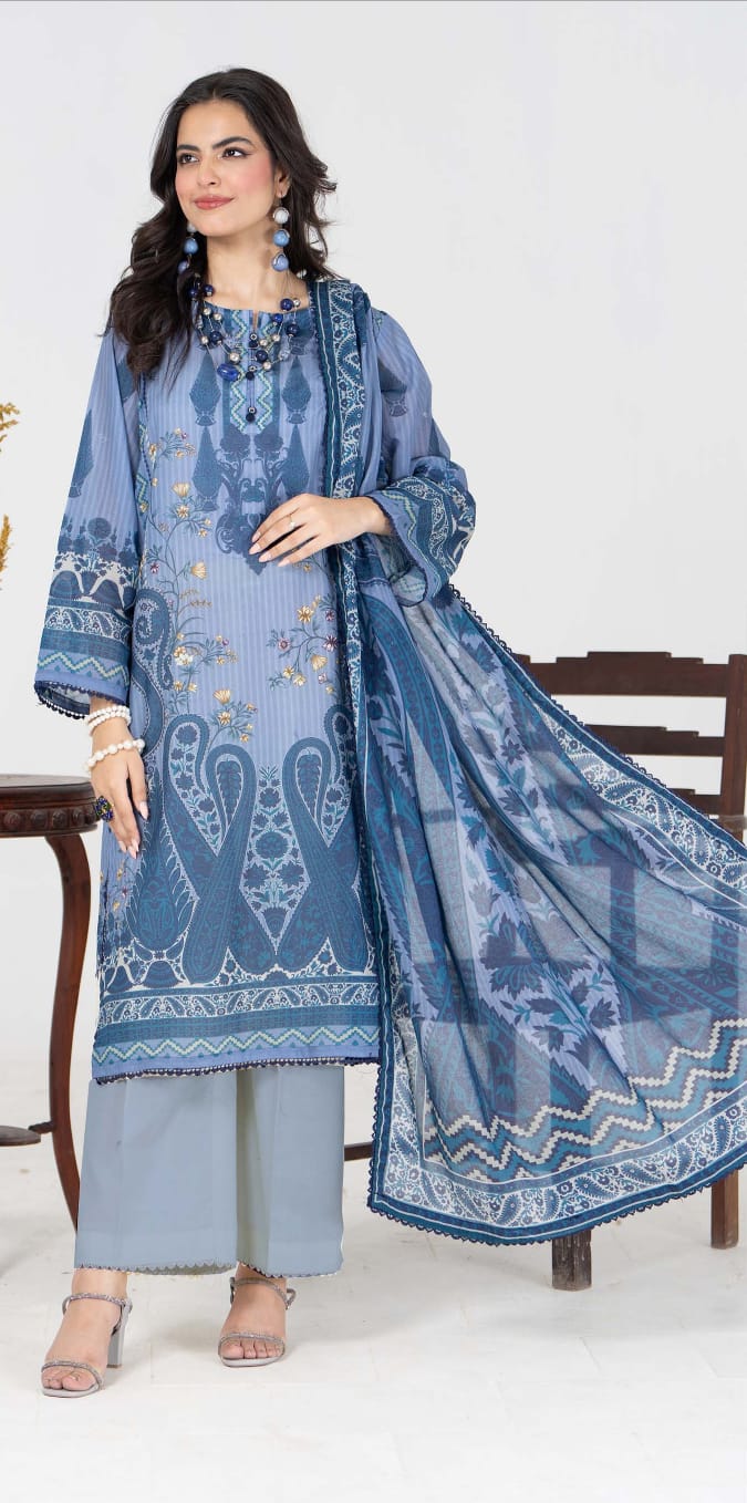 Jacquard Unstitched Printed Lawn 3pc - Branded Cut Pieces