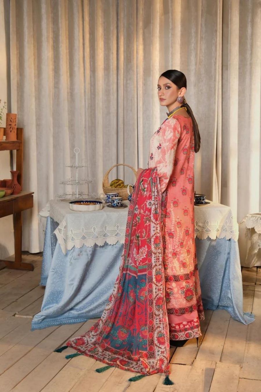 Embroidered Lawn-Pink-3PC - Branded Cut Pieces