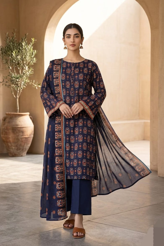 Orient Unstitched Printed Lawn 3pc