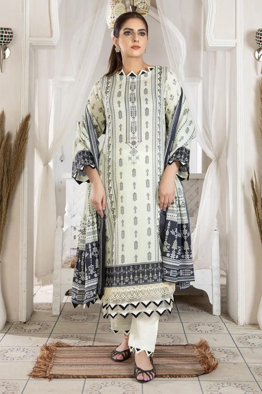 Digital Printed Lawn-L-Green-3PC - Branded Cut Pieces