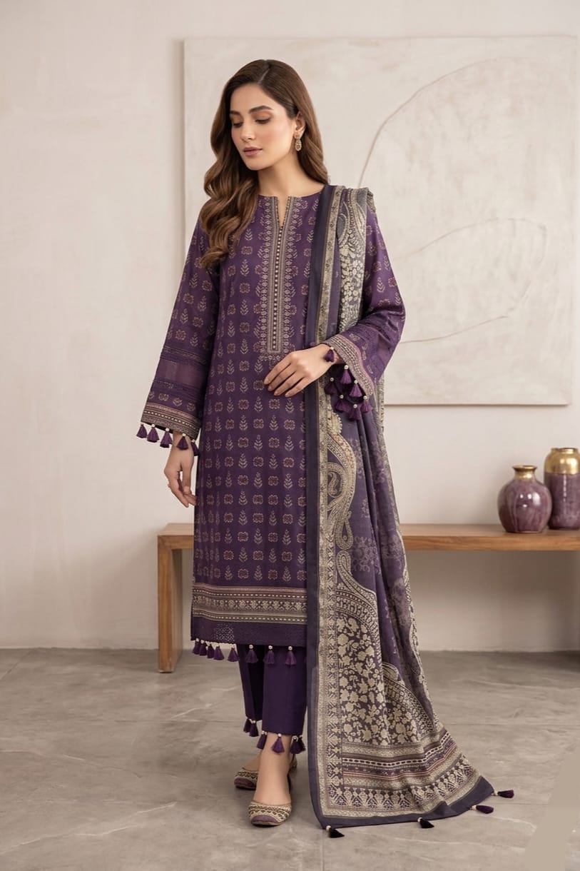 Jacquard Unstitched Printed Lawn 3pc