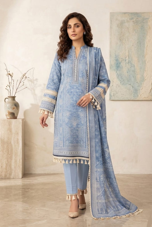 Jacquard Unstitched Printed Lawn 3pc